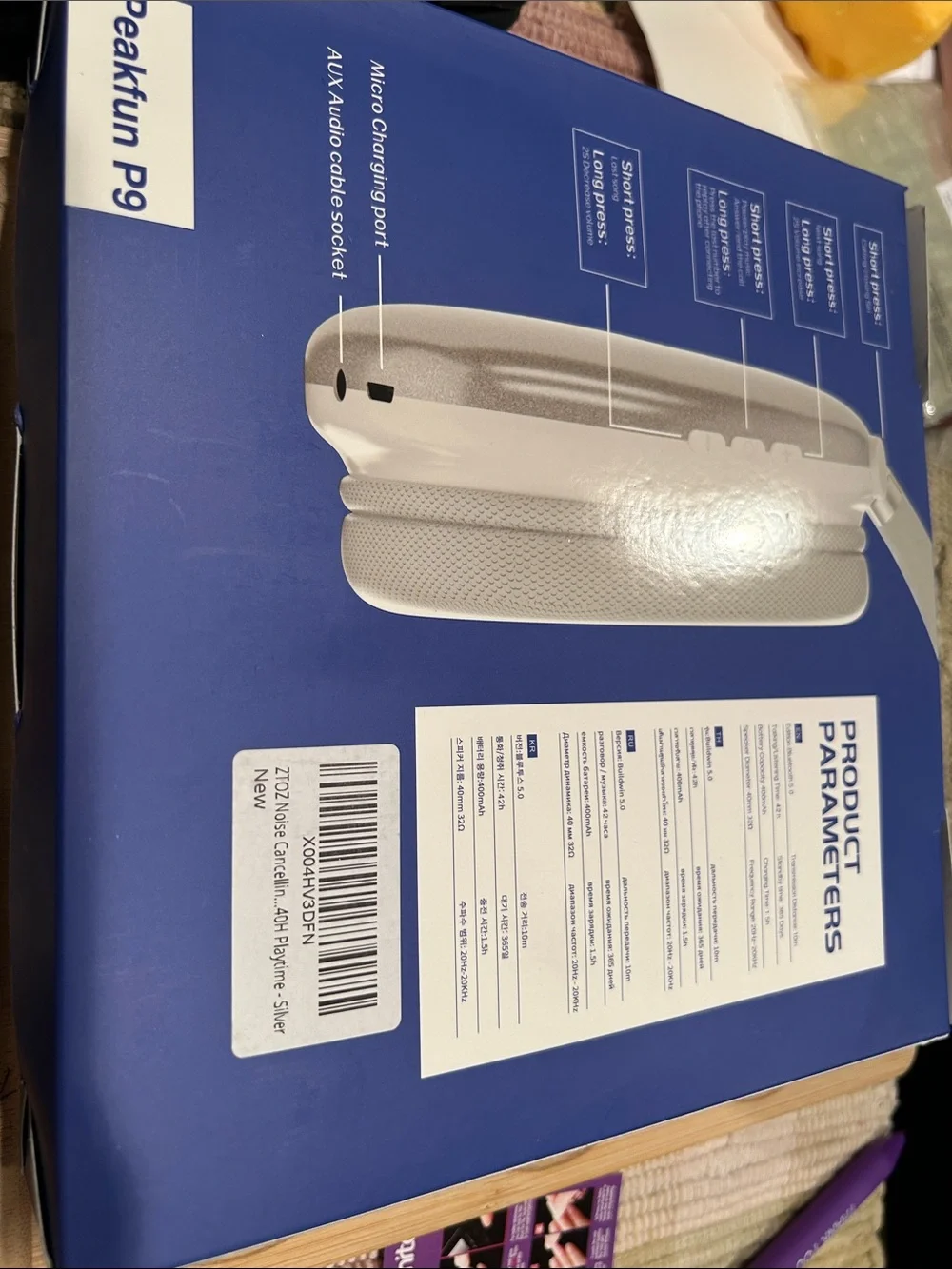 P9 Silver Wireless Headset - Over-Ear Bluetooth Headphones